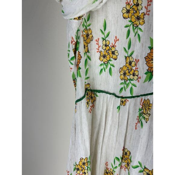 Anthropologie Fig & Flower Medium Linen Blend Midi Dress Floral Cottagecore - Picture 8 of 16